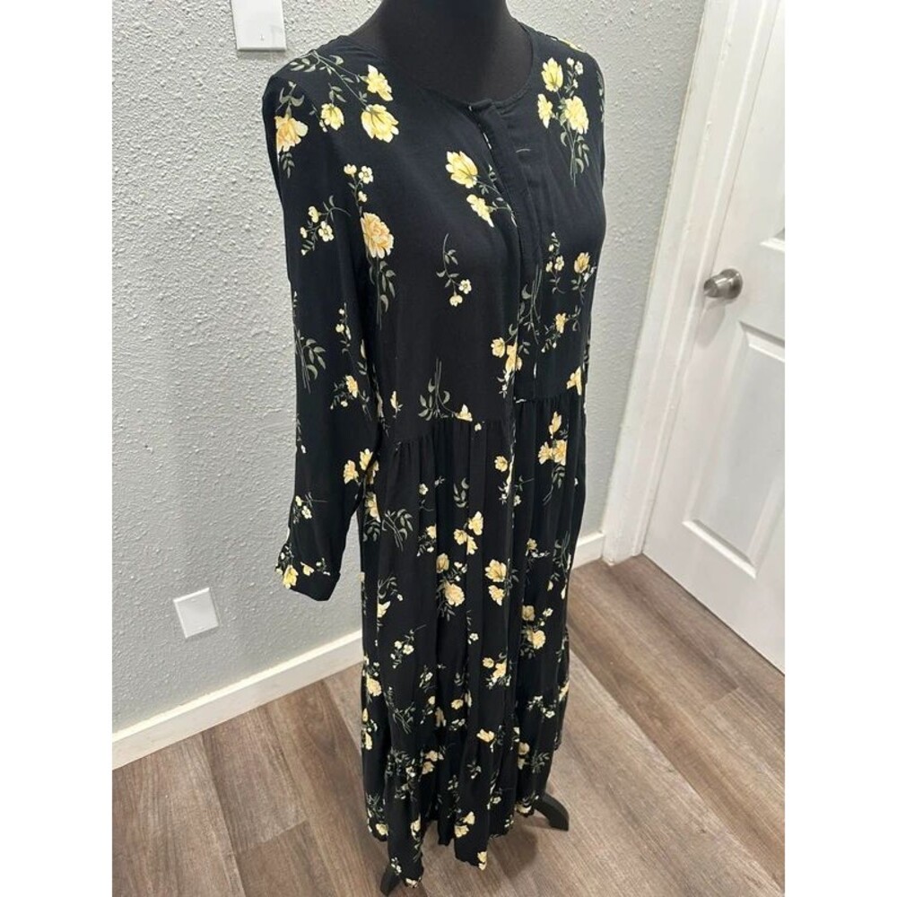 Old Navy Womens Medium Floral Long Sleeve Long Maxi Dress Cottage Prairie Boho